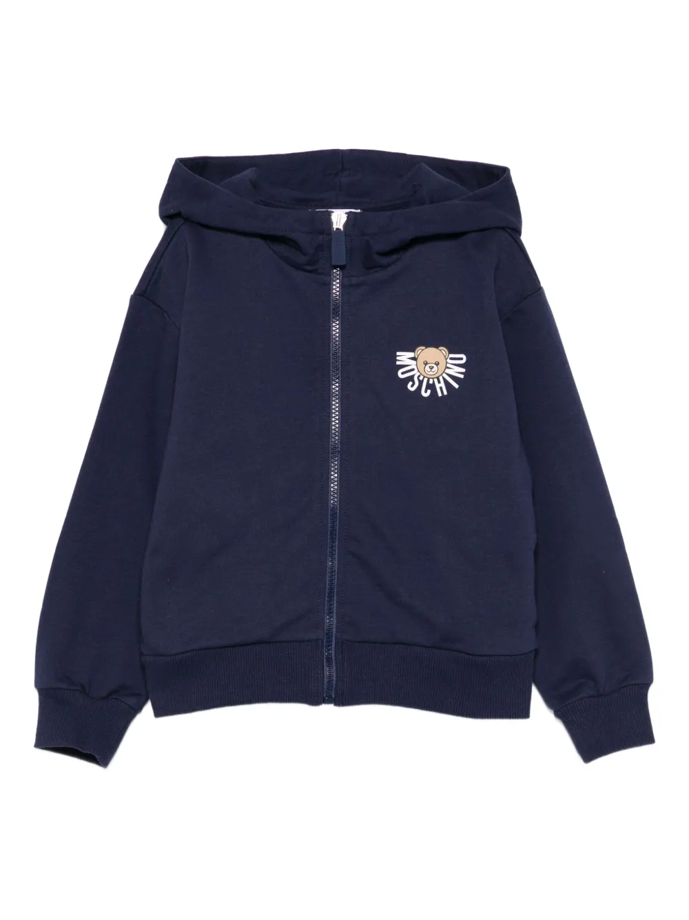 Moschino Kids Teddy Bear-print zip-up hoodie Blauw