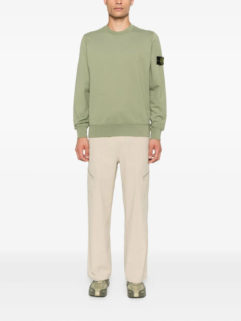 Stone Island Sweater met logopatch en ronde hals Groen