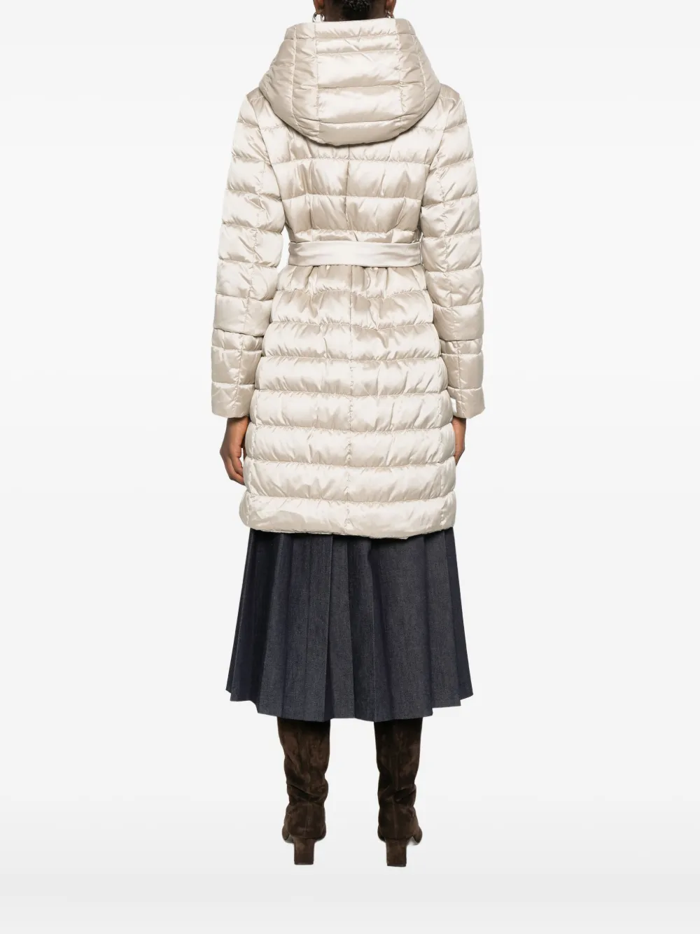 Max Mara Novef Hooded Quilted Coat In Neutral