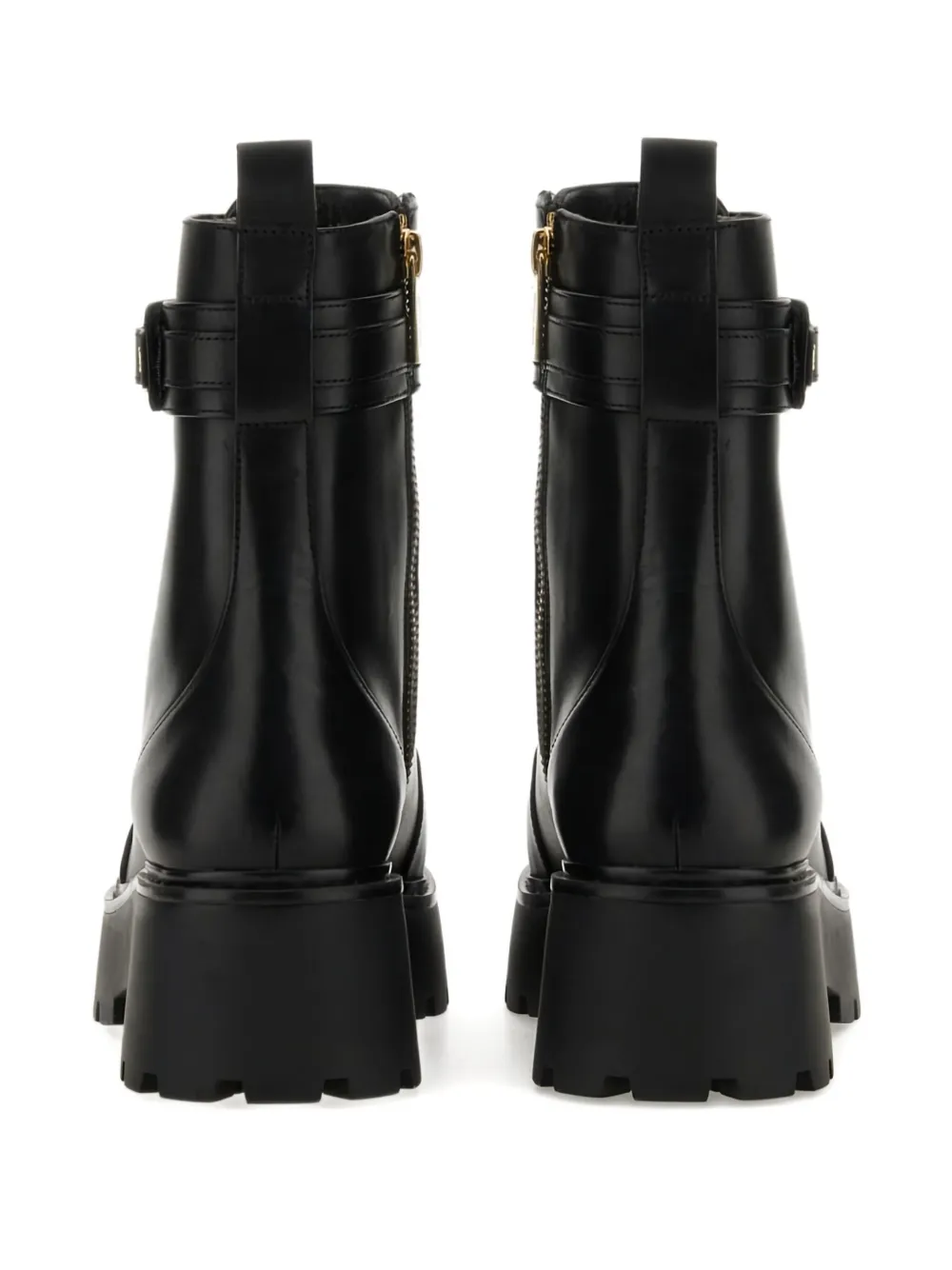 Michael Kors buckle-strap lace-up combat boots Black