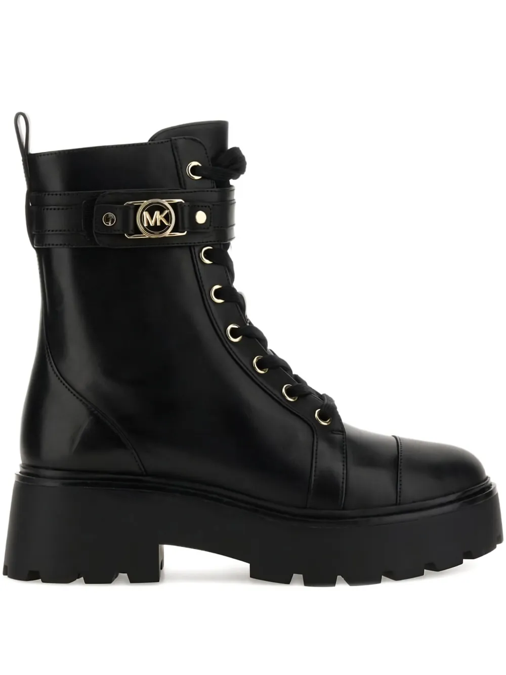 Michael Kors buckle-strap lace-up combat boots Black