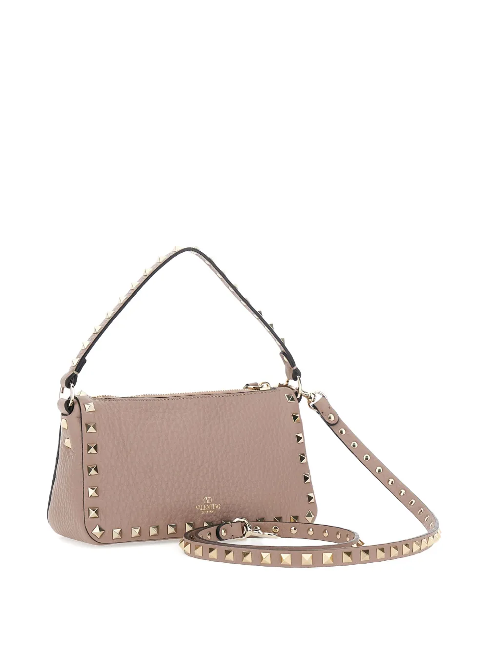 Valentino Garavani Rockstud kleine schoudertas met ritssluiting Beige