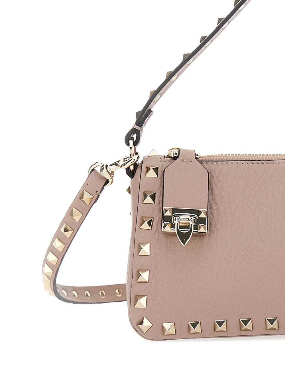 Valentino Garavani Rockstud kleine schoudertas met ritssluiting Beige