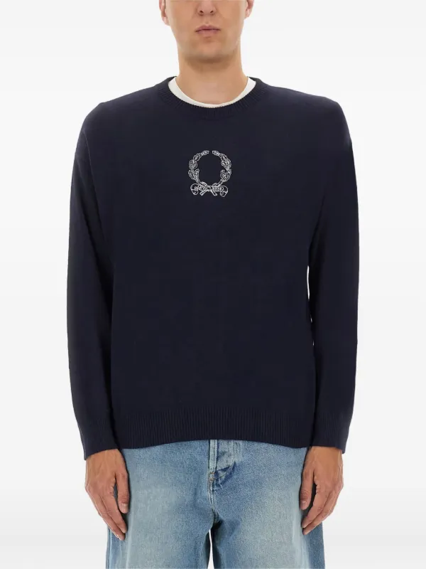Moschino Logo-embroidered Crew-neck Sweater in Blue