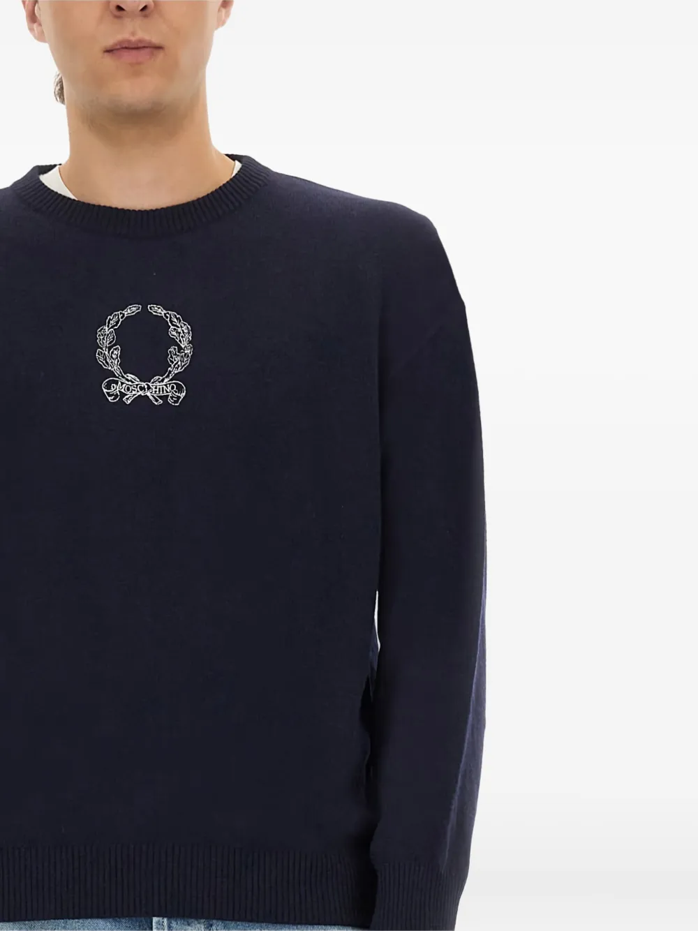 Moschino Trui met geborduurd logo en ronde hals Blauw