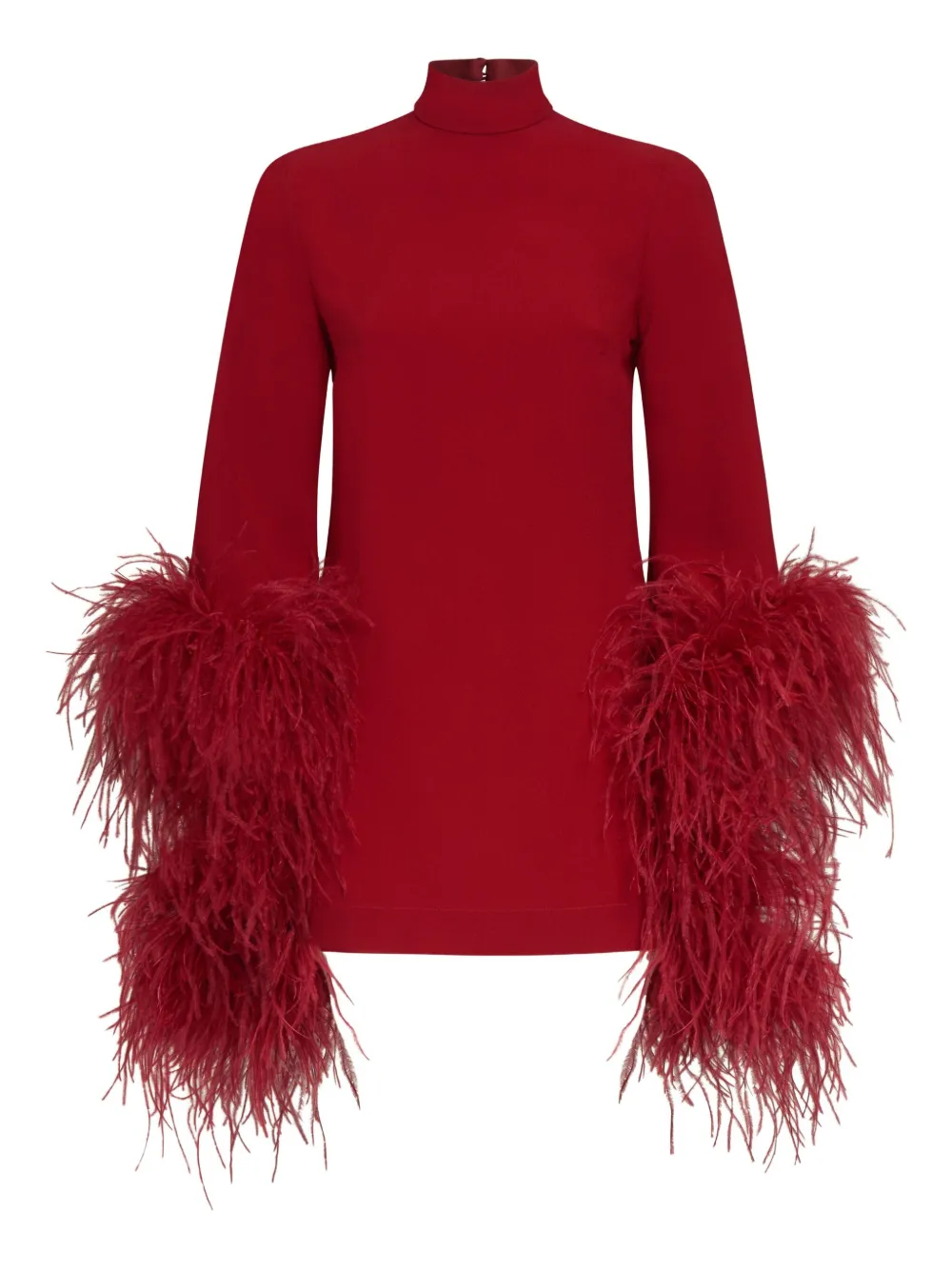 Taller Marmo feather-cuff mini dress - レッド Taller Marmo feather-cuff mini dress - レッド