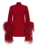 Taller Marmo feather-cuff mini dress - Red