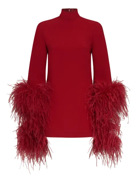 Taller Marmo feather-cuff mini dress