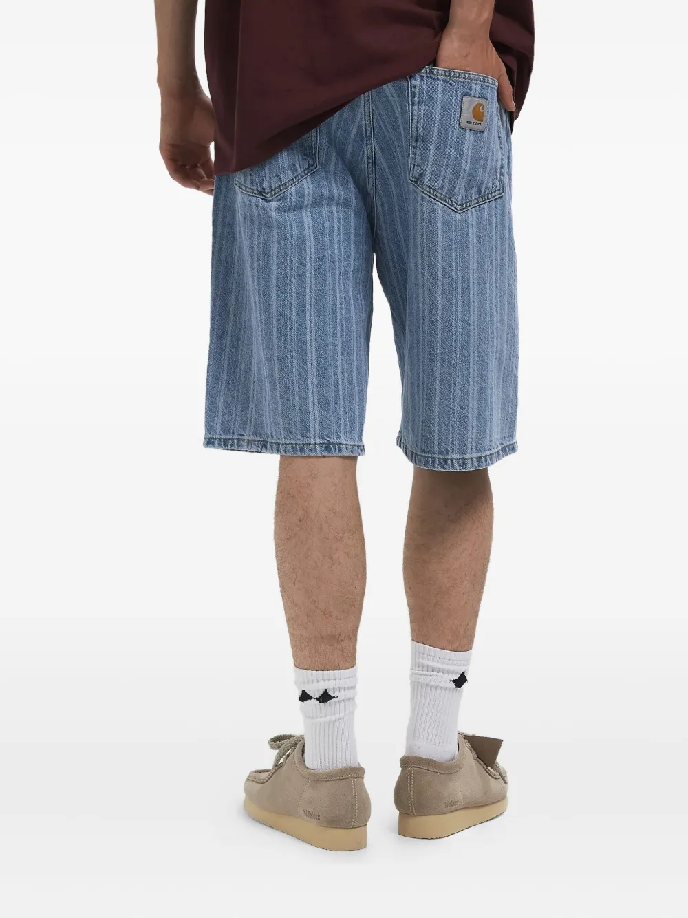 Carhartt WIP Gestreepte denim shorts Blauw