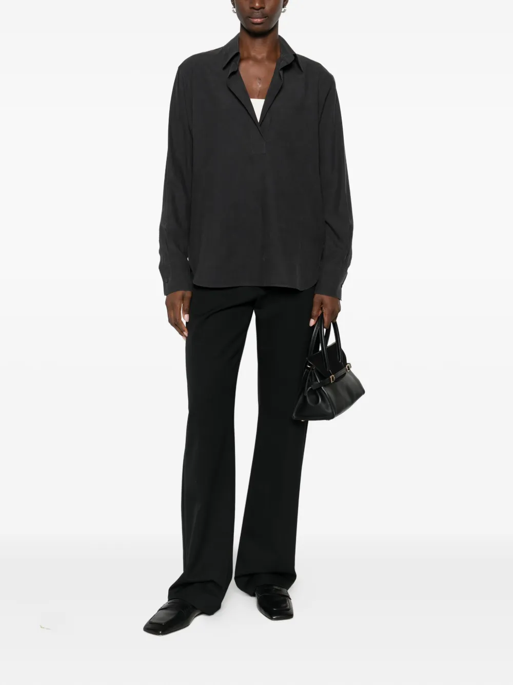 Max Mara Notched-collar Shirt In Black