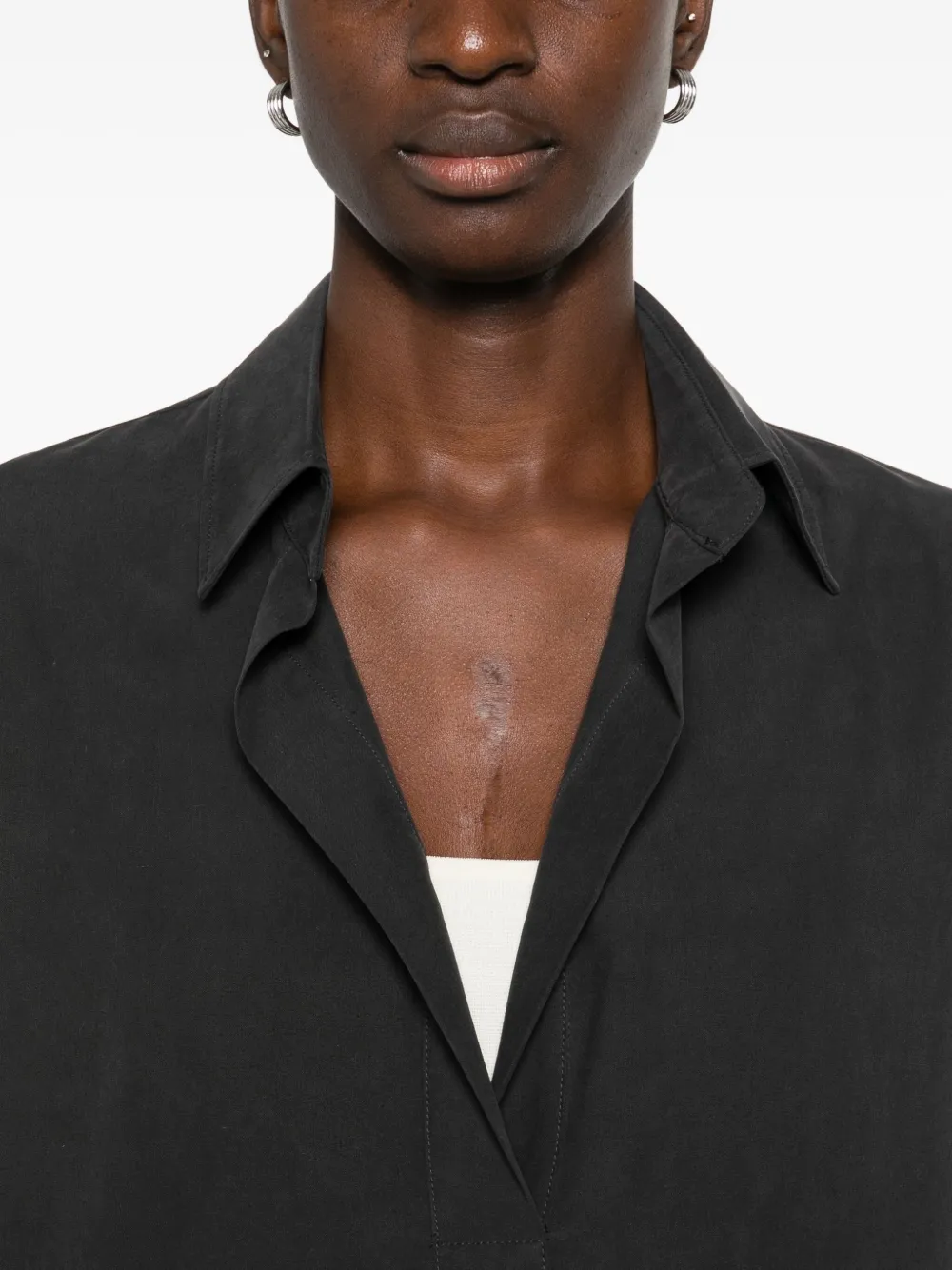 Max Mara Notched-collar Shirt In Black