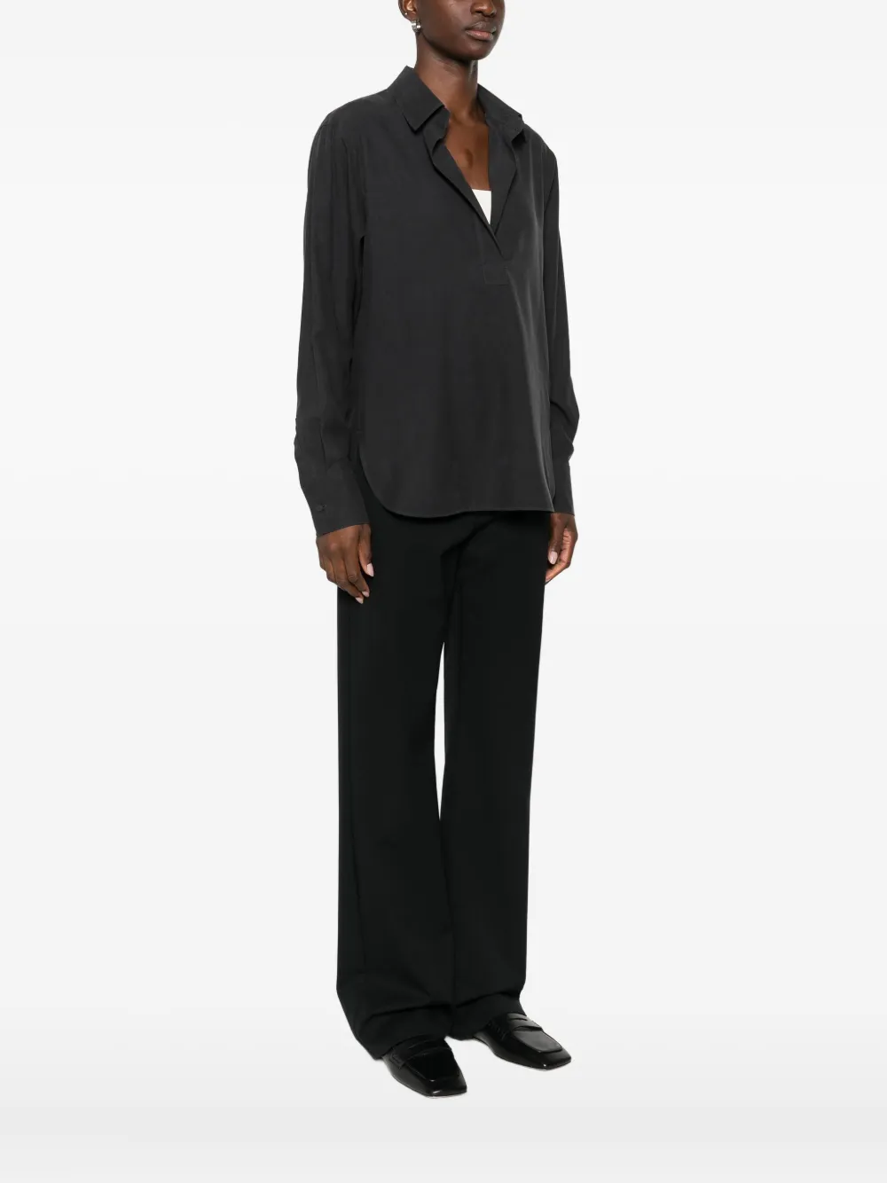Max Mara Notched-collar Shirt In Black