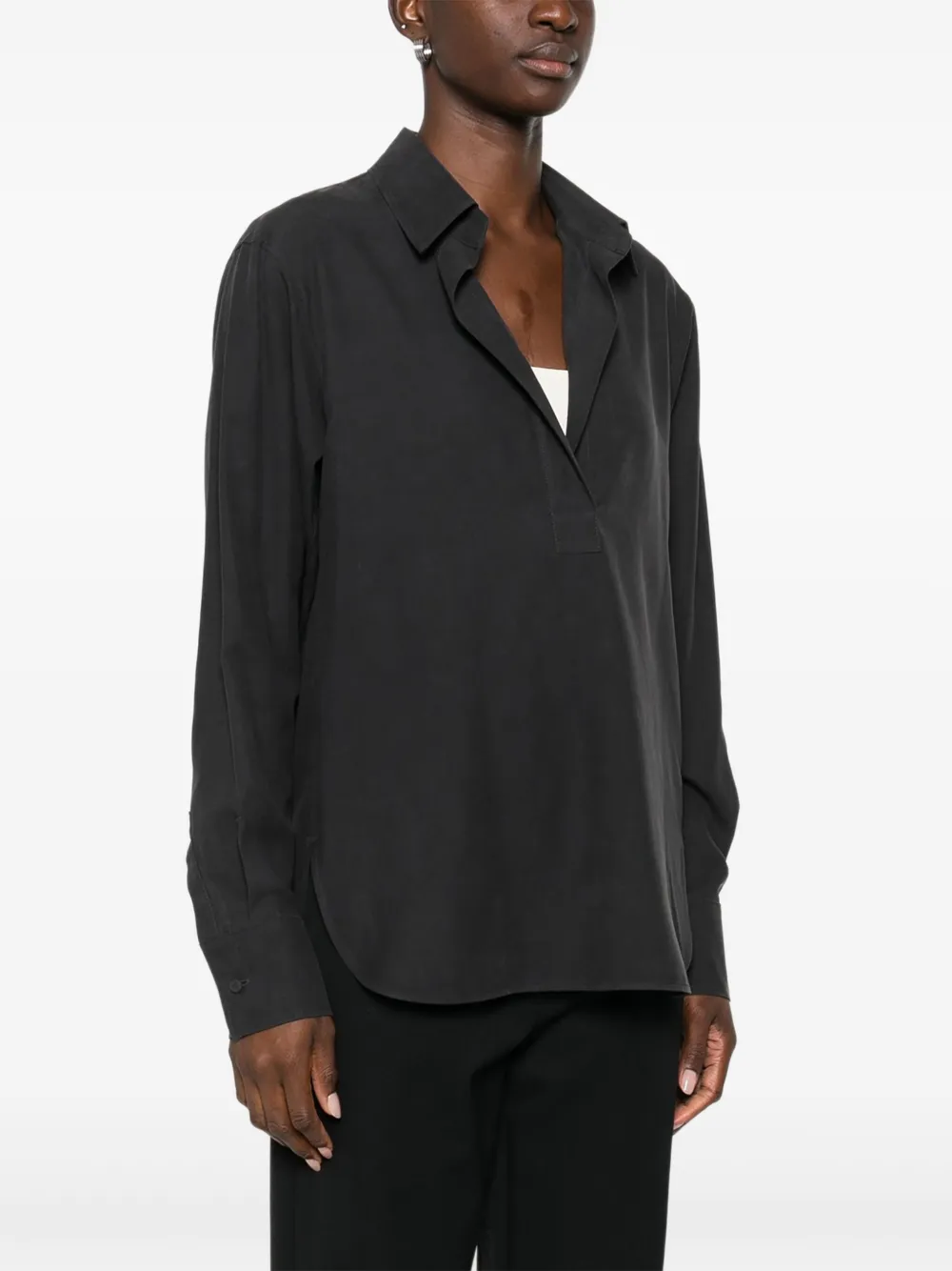 Max Mara Blouse met gekerfde kraag Zwart