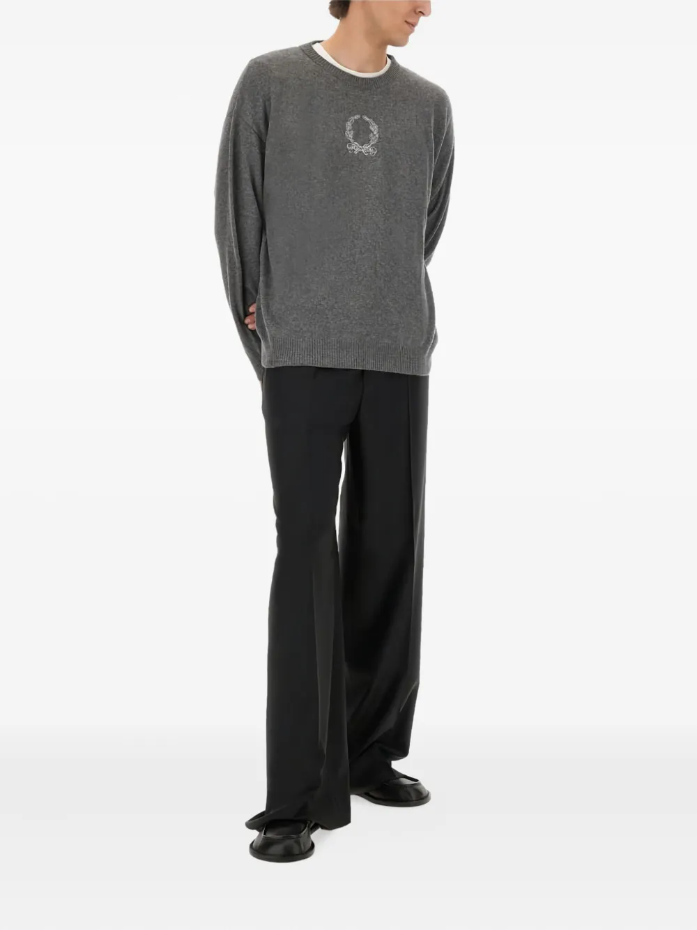 Moschino embroidered crew-neck sweater - Grijs