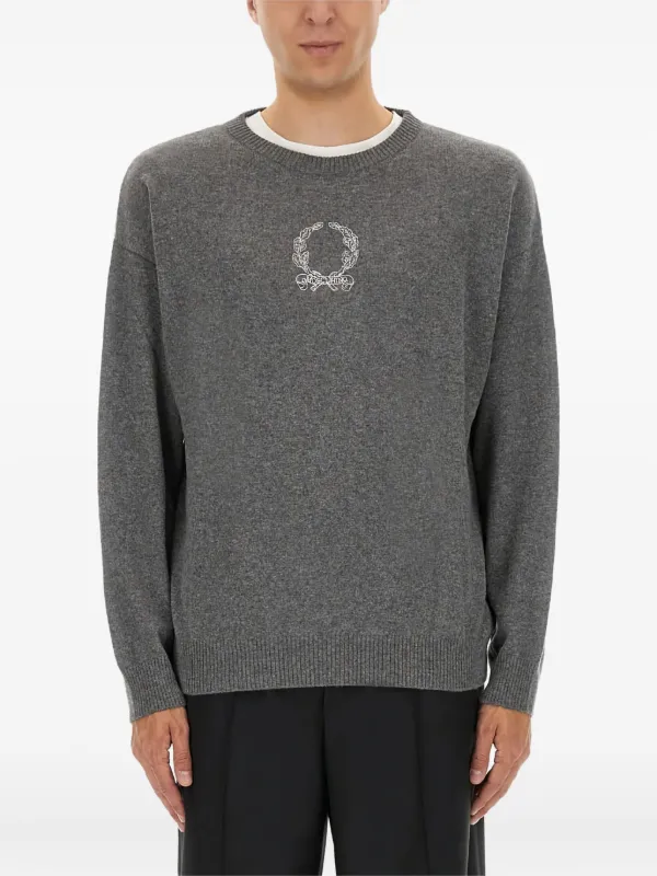 Moschino Embroidered Crew-neck Sweater in Grey