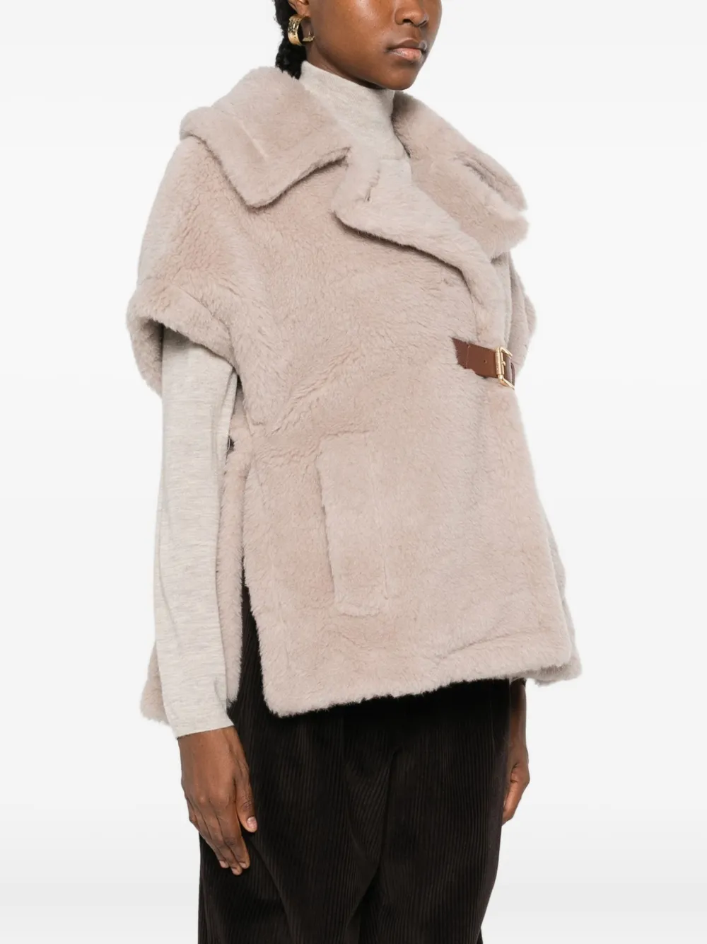 Max Mara Belted-waist Coat In Neutral