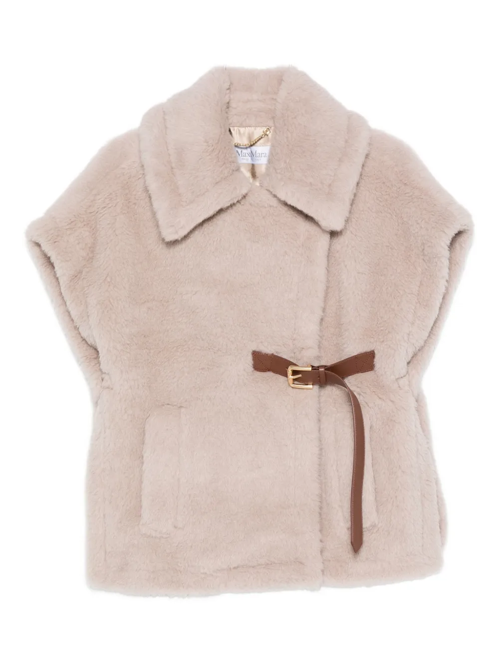 Max Mara Belted-waist Coat In Brown