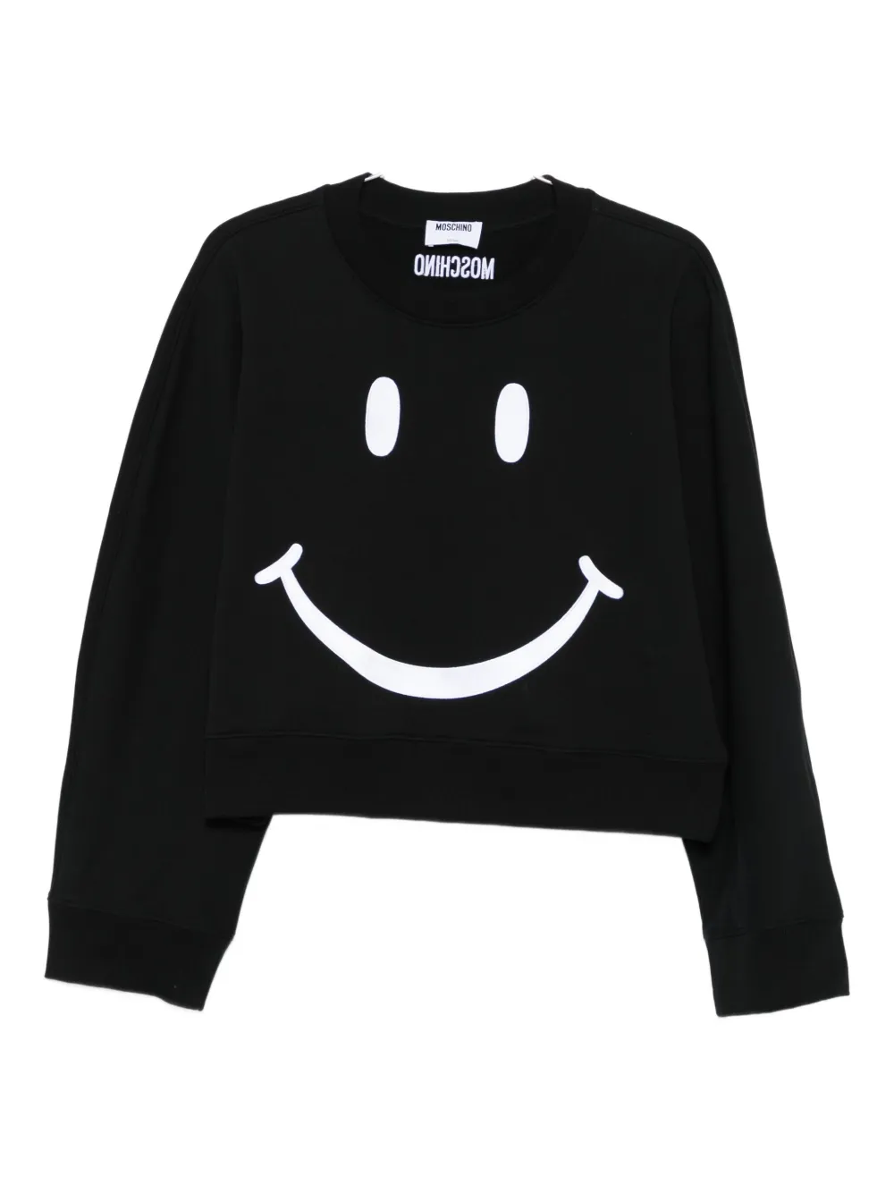 Moschino Smiley Face Knitwear Crew Neck Design In Black