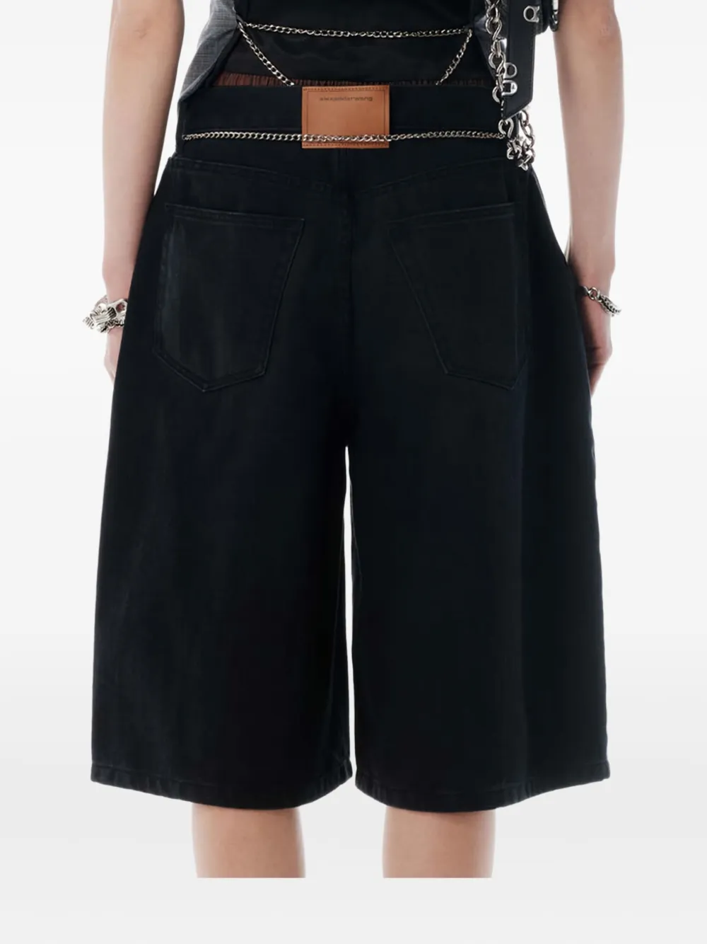 Alexander Wang Geplooide shorts verfraaid met ketting Zwart