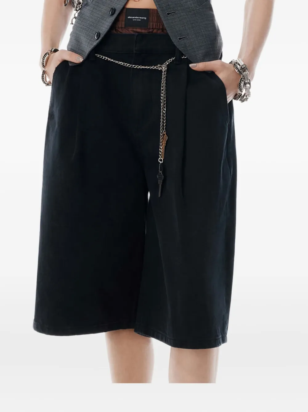 Alexander Wang pleated chain-embellished shorts | Knee-Length Shorts | Image 2
