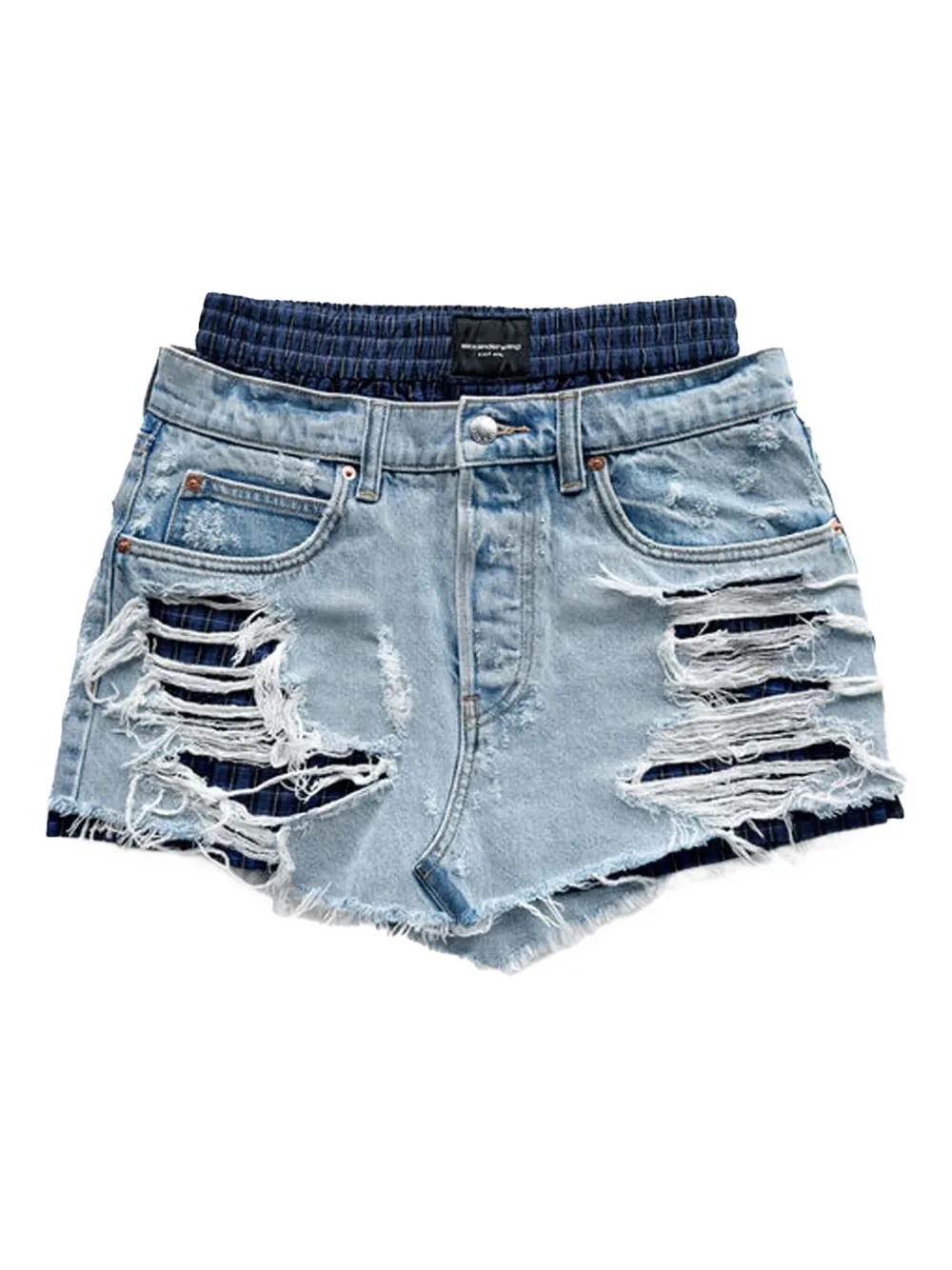 Alexander Wang distressed-denim mini skirt Blauw
