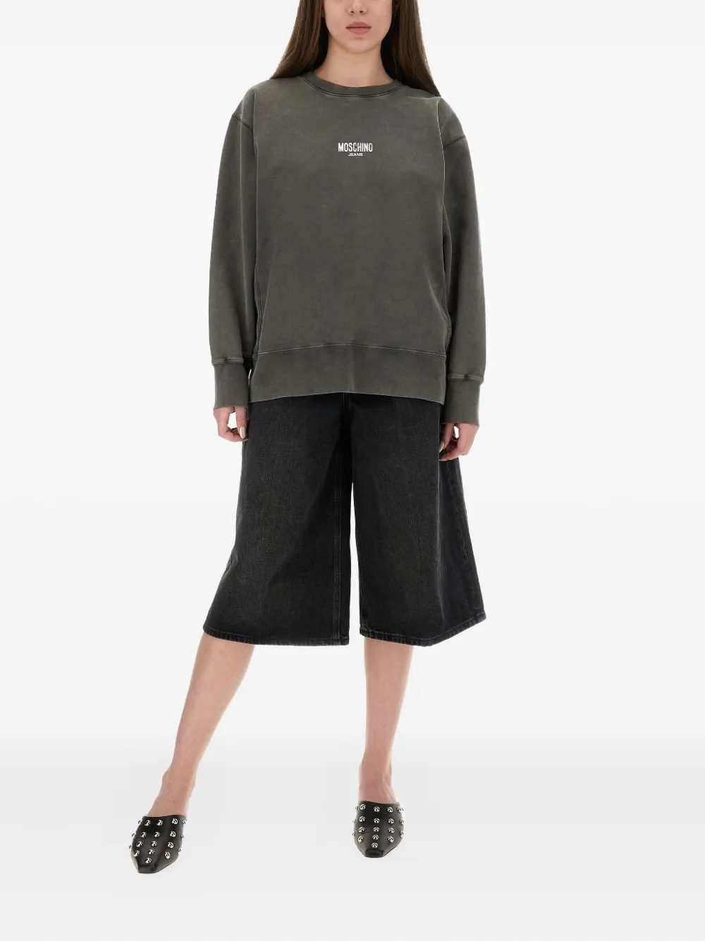 MOSCHINO JEANS Gebreide trui met grafische print Grijs