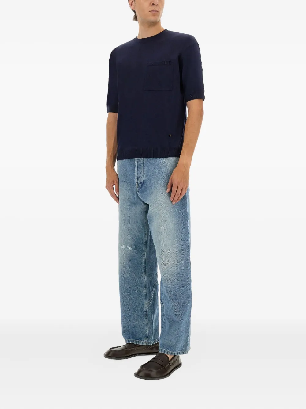 Moschino patch-pocket T-shirt - Blauw