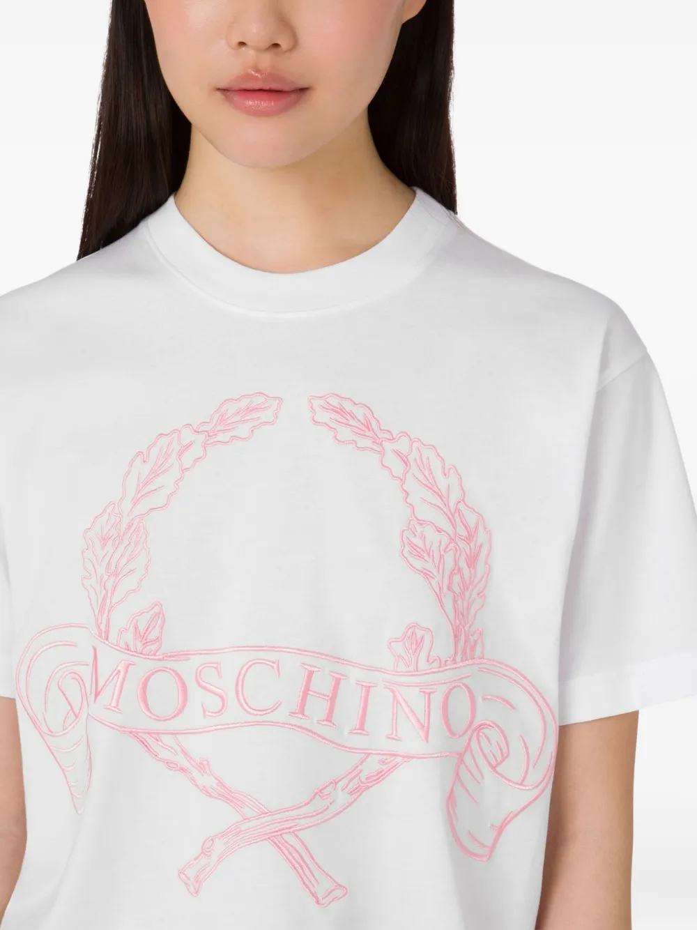 Moschino T-shirt met geborduurd logo Wit