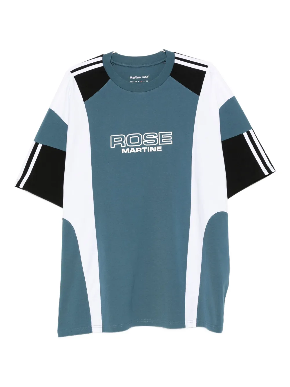 Martine Rose panelled stripe T-shirt Blauw
