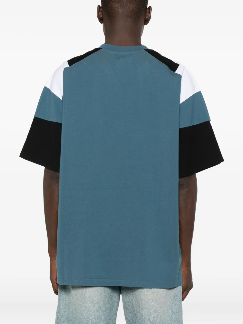 Martine Rose panelled stripe T-shirt Blauw