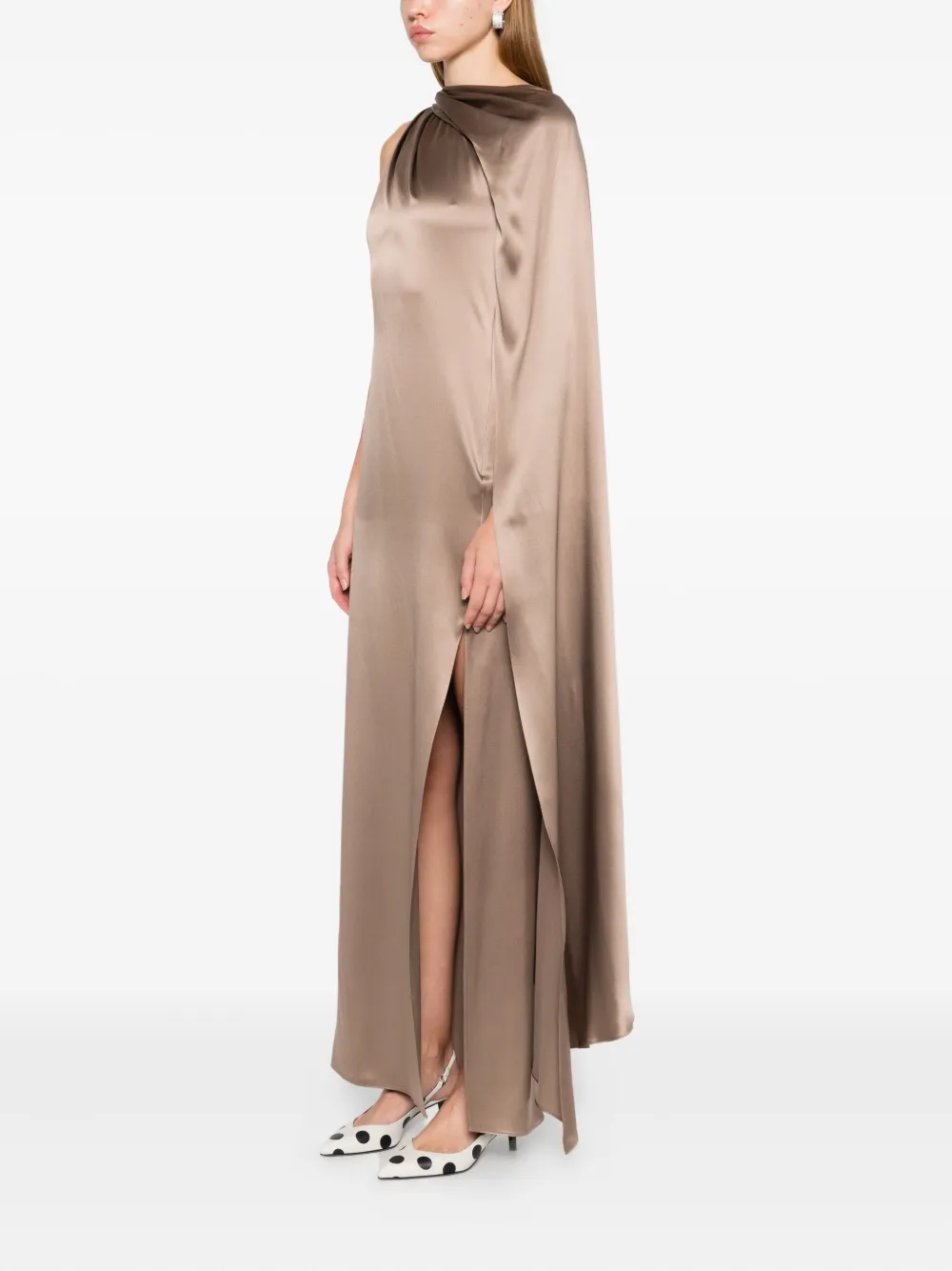 Max Mara Gedrapeerde maxi-jurk Beige