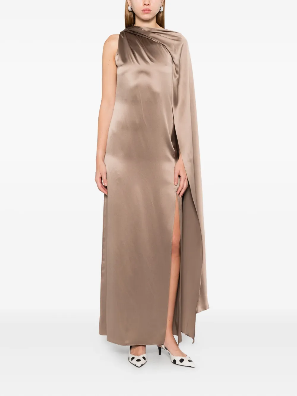 Max Mara Gedrapeerde maxi-jurk - Beige