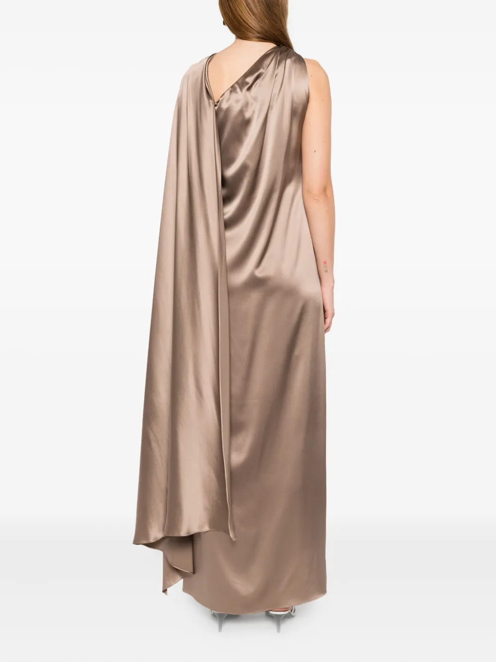Max Mara Gedrapeerde maxi-jurk Beige