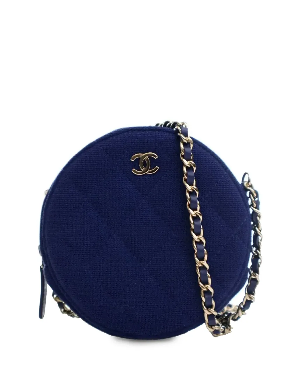 CHANEL Pre-Owned 2019 ココマーク マトラッセ ジャージー ラウンド クラッチウィズチェーン ショルダーバッグ - CHANEL Pre-Owned 2019 ココマーク マトラッセ ジャージー ラウンド クラッチウィズチェーン ショルダーバッグ -