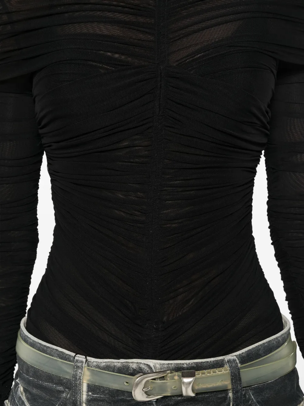 Mugler Body met ruches Zwart