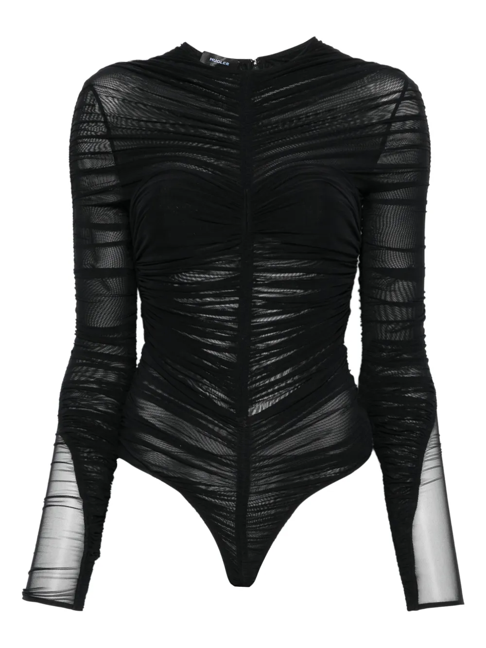 Mugler ruched mesh bodysuit - Nero