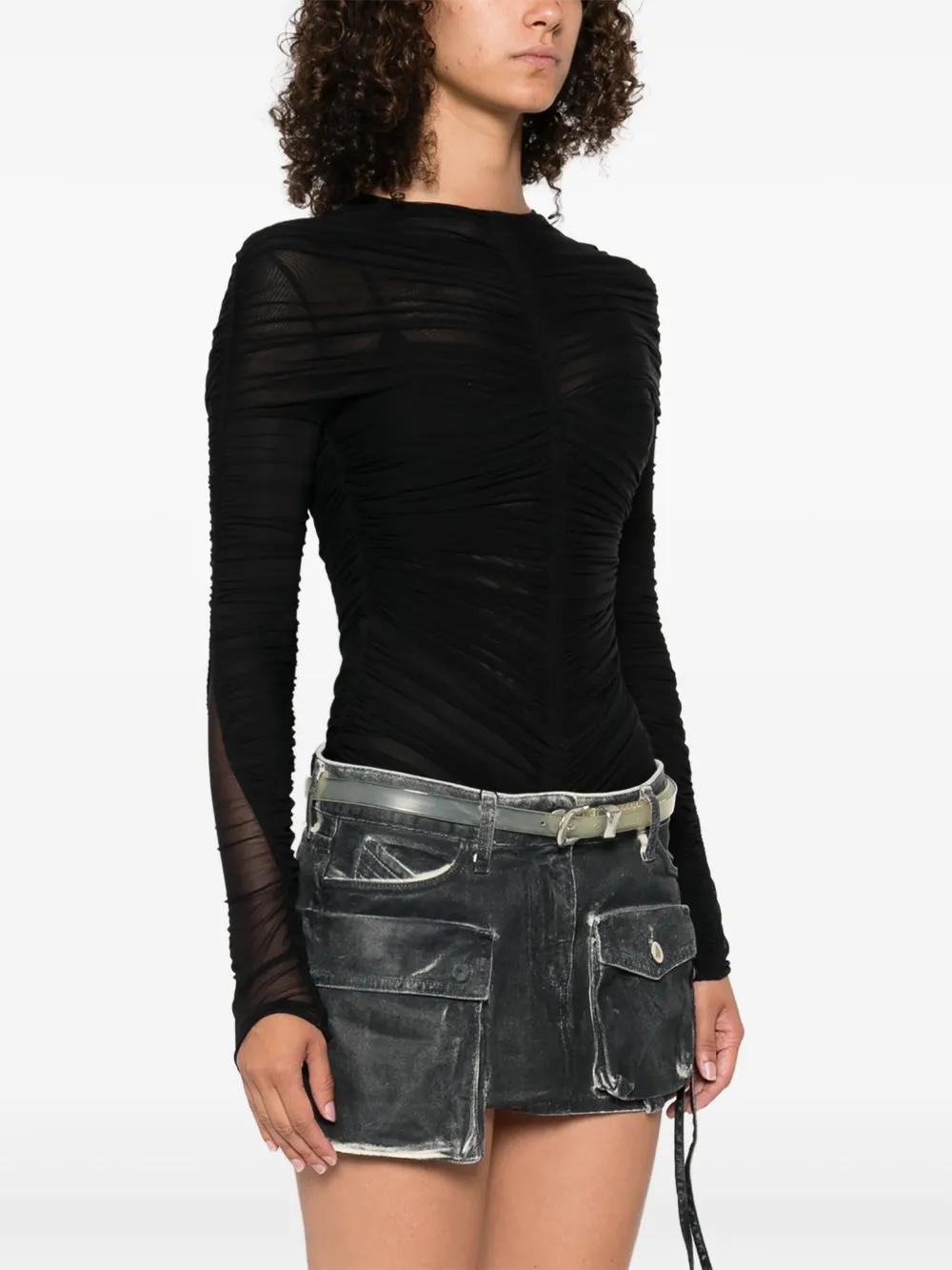 Mugler Body met ruches Zwart