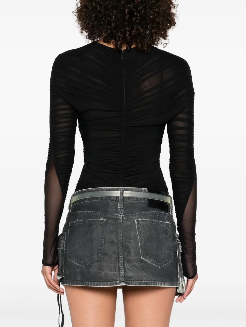 Mugler Body met ruches Zwart