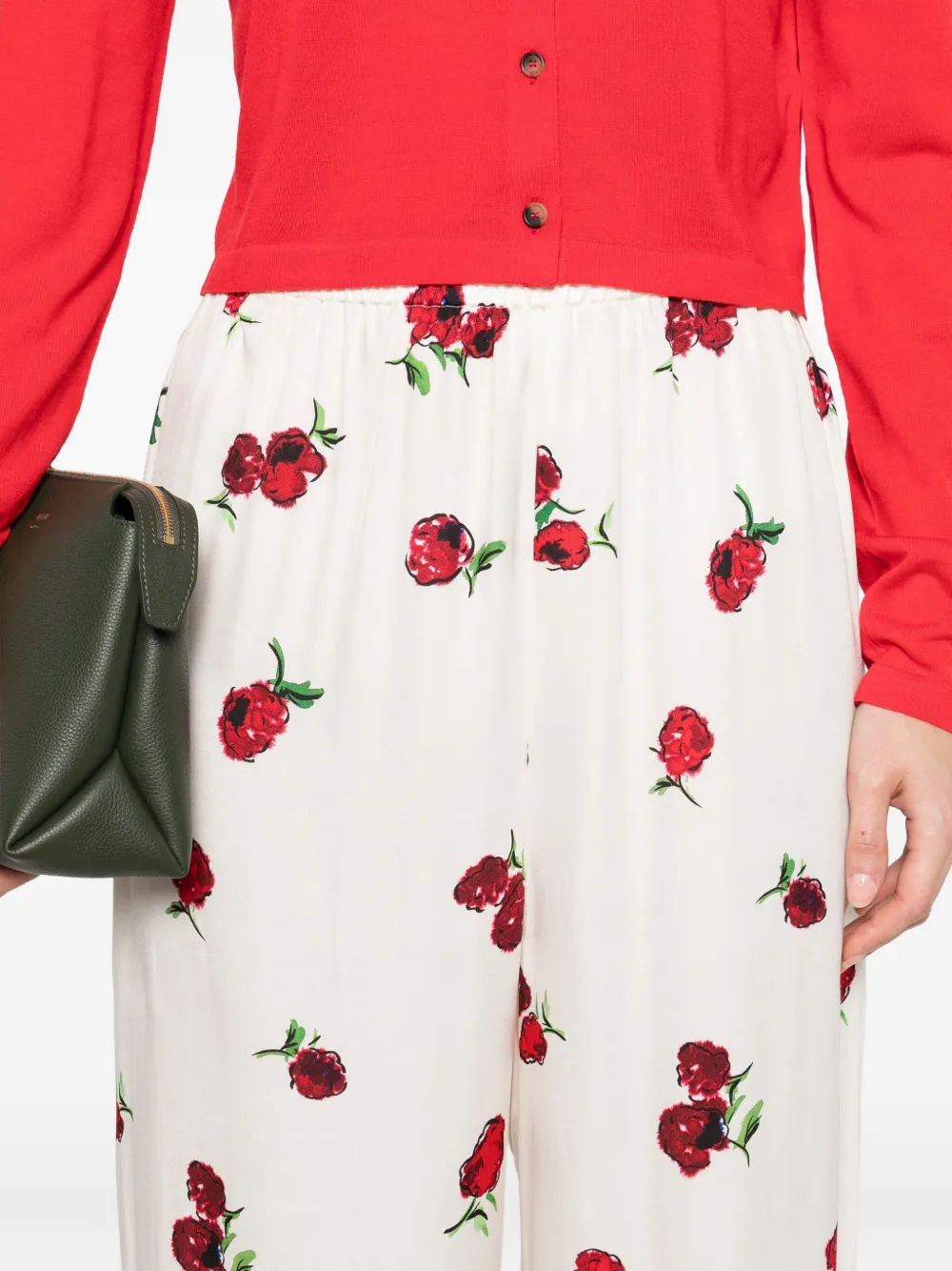 KHAITE graphic-print trousers Beige