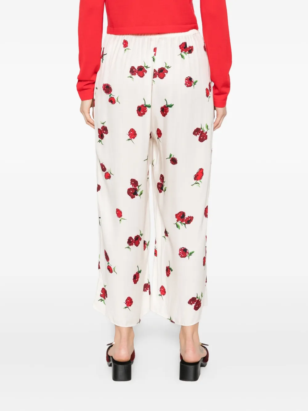 KHAITE graphic-print trousers Beige