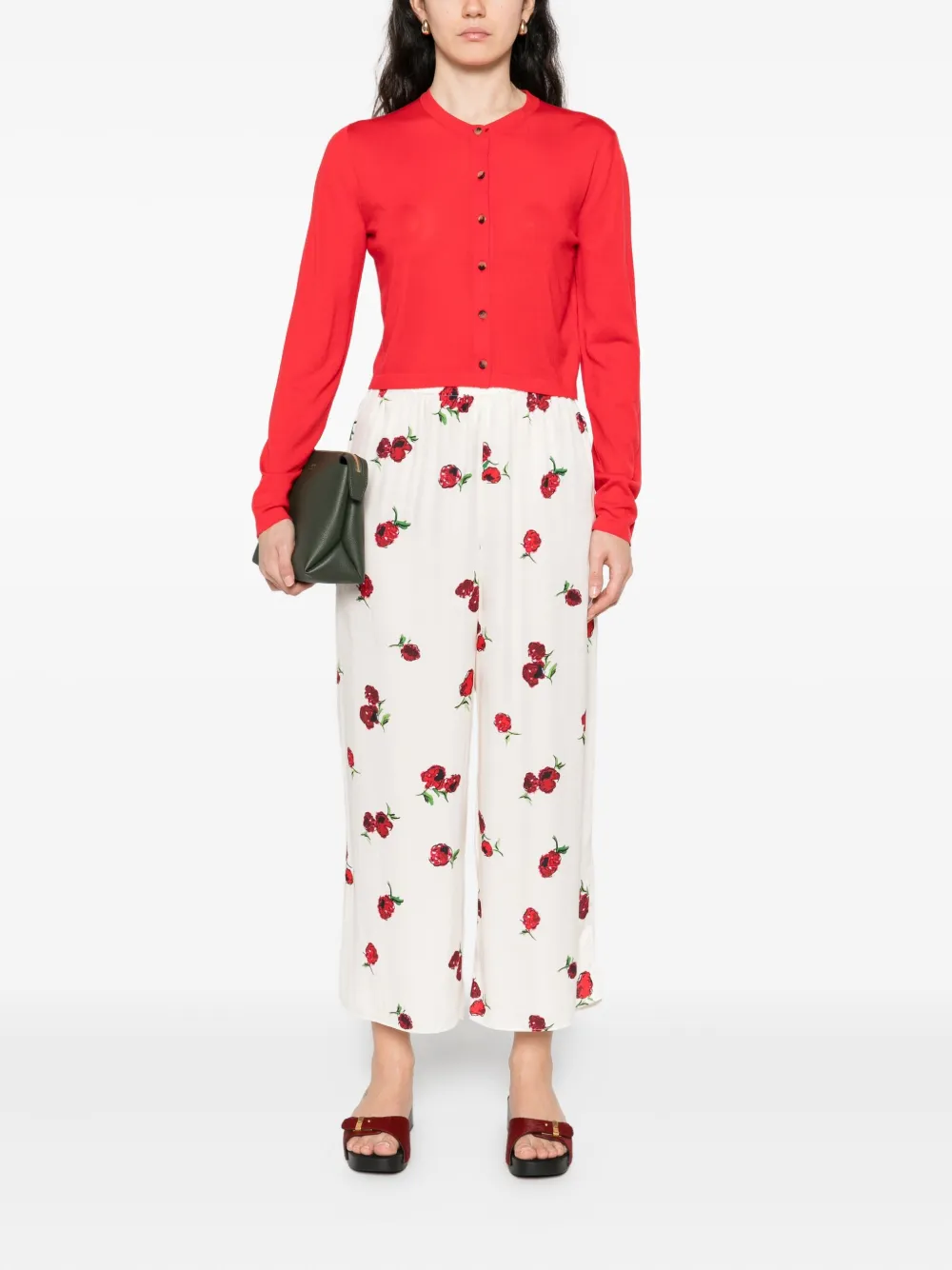 KHAITE graphic-print trousers Beige