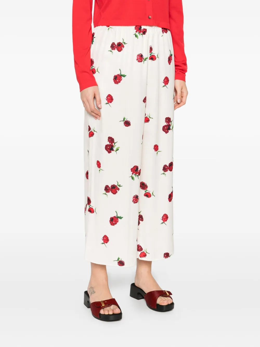 KHAITE graphic-print trousers Beige
