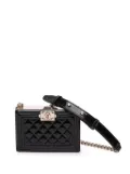 CHANEL Pre-Owned 2021-2025 Quilted Patent Boy Box Minaudiere on Chain crossbody bag - Black