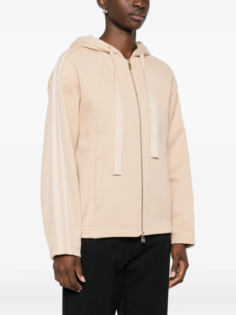 Max Mara Stripe-detail Zip-up Hoodie In Pink