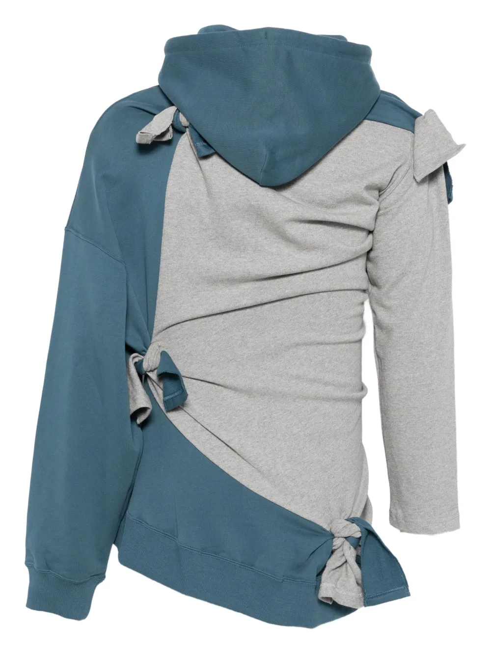 Martine Rose asymmetrical tie-detail cotton hoodie Grijs