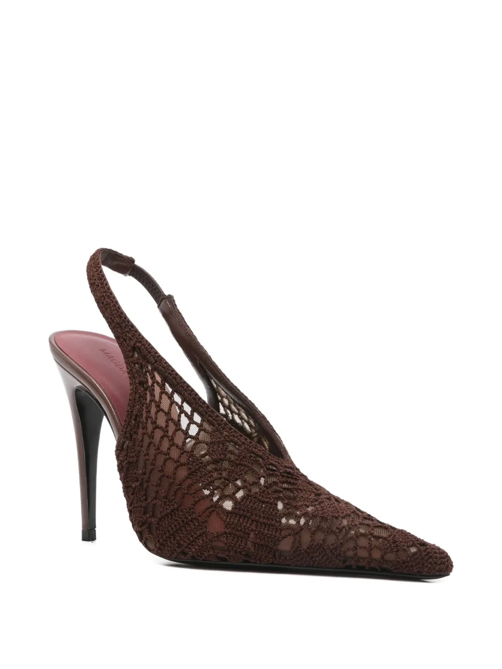 Magda Butrym Leather-trimmed Crocheted Mesh Slingback Pumps In Brown