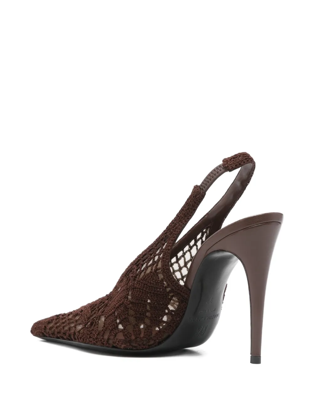 Magda Butrym Leather-trimmed Crocheted Mesh Slingback Pumps In Brown