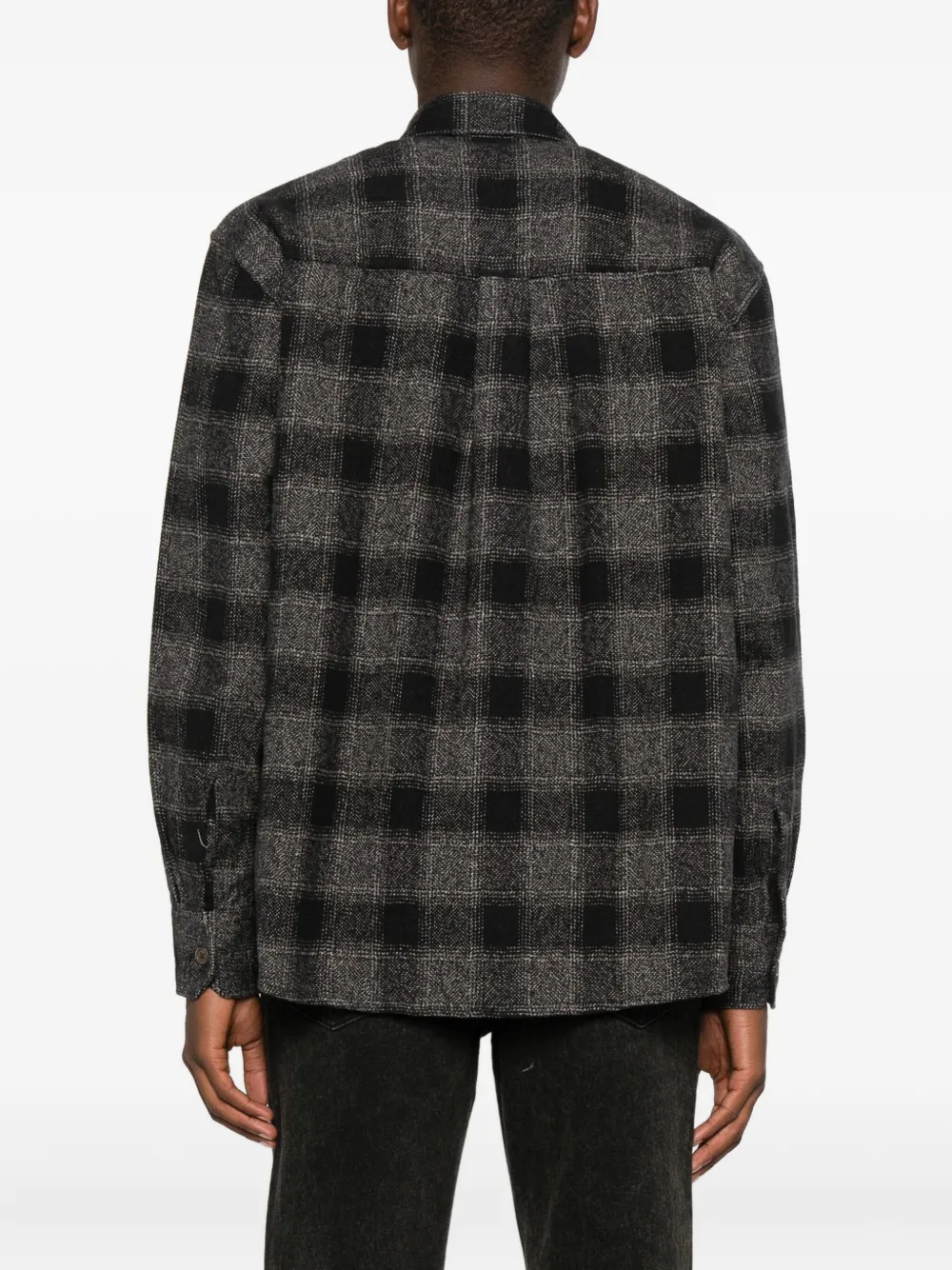 Our Legacy Long Sleeve Checked Shirt With Chest Pocket In Black