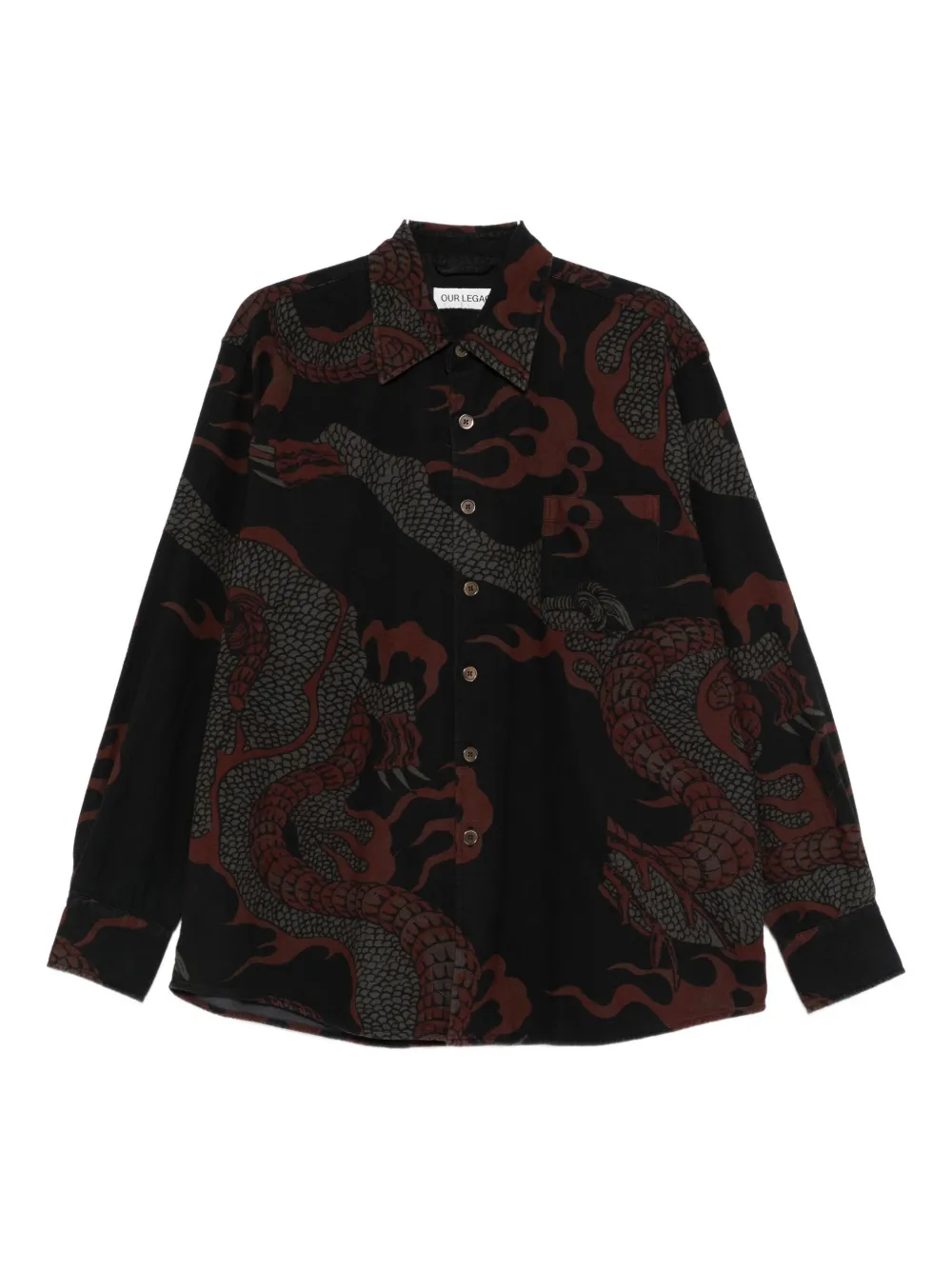 Our Legacy Dragon-print Shirt In Brown