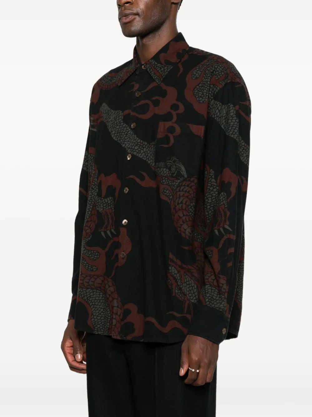 Our Legacy Dragon-print Shirt In Brown